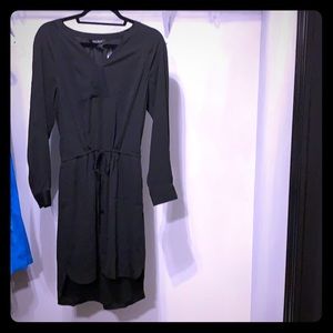 WHBM Black Blouson Dress. V-Neck. Drawstring waist